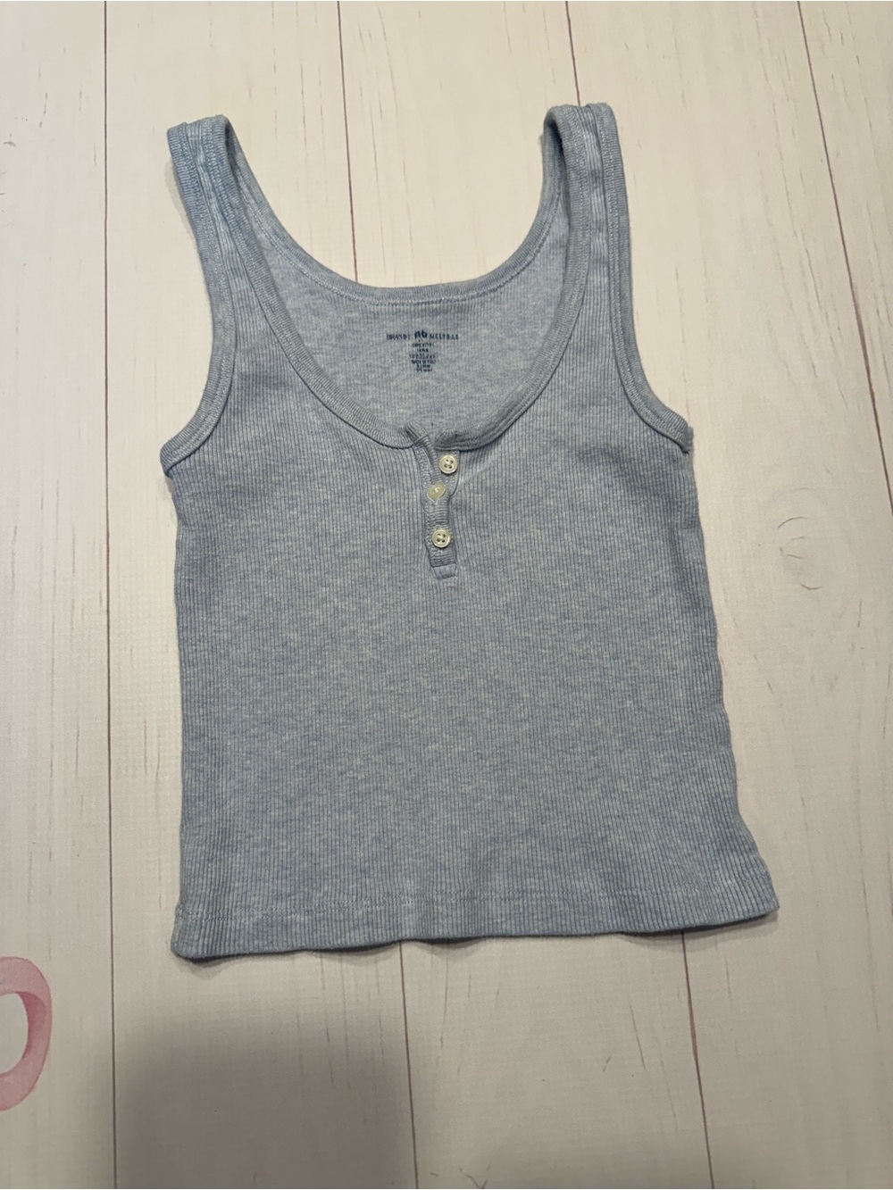 Brandy Melville Light Blue Ribbed Henley Tank